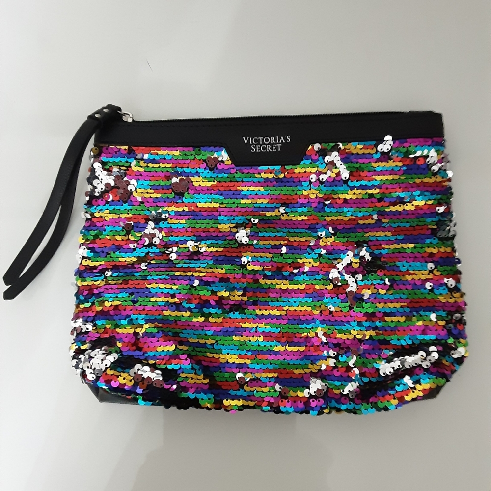 Victoria's Secret Rainbow Sequin Cosmetics/Clutch Bag - NEW